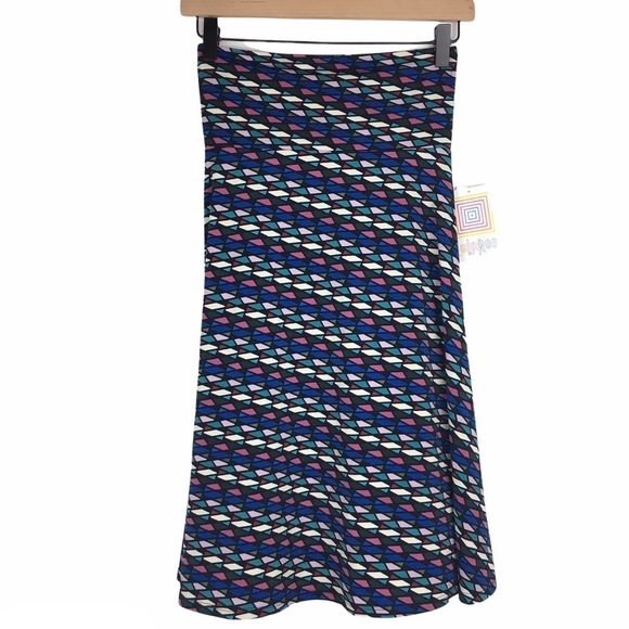 LULAROE Azure Skirt Knee Length Stained Glass Kaleidoscope Retro Mod Size XS NWT - Picture 2 of 14
